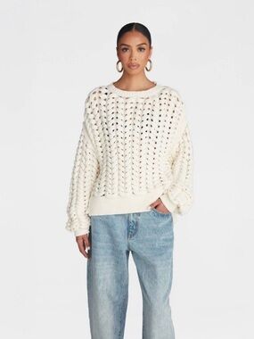 KBB NWT Pullover Sweater ‘The Chunky Knit Crew’ -cream -small
